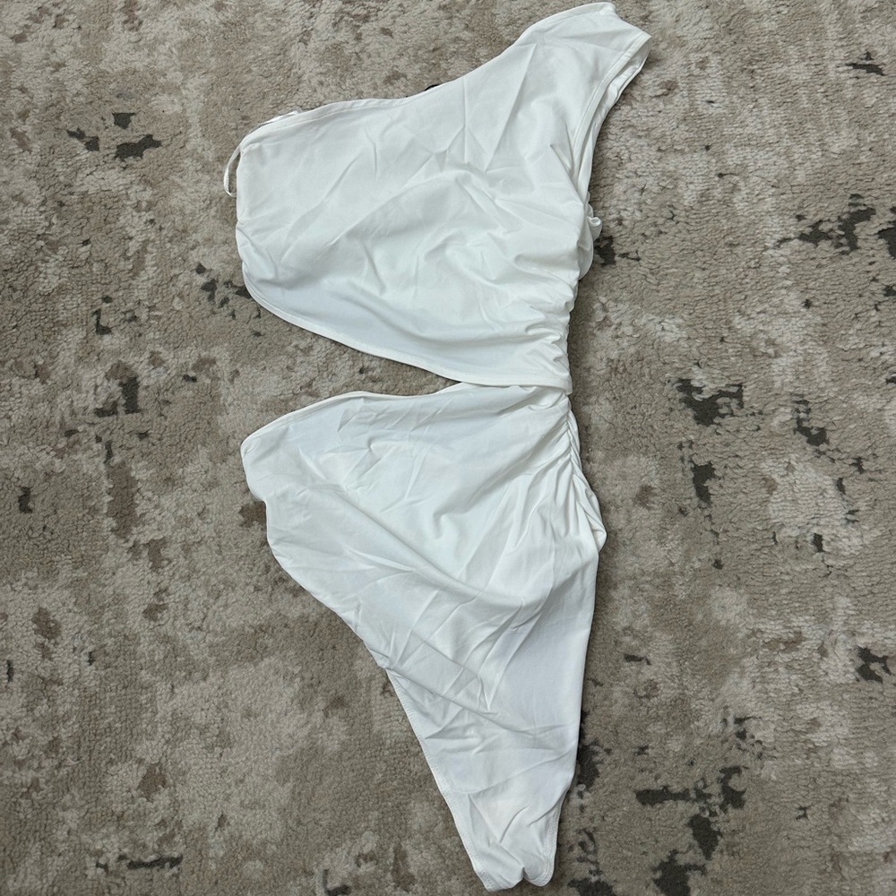 Zara White Open Slit Bodysuit Size Small NWT - Picture 2 of 4